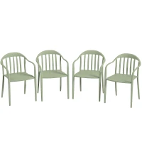 Outsunny Gartenstuhl 4er Set wetterfest Gartenstühle aus Kunststoff Stapelstuhl mit Armlehne Rückenlehne bis 120 kg belastbar(m-10)
