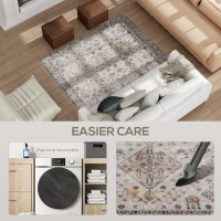 HOMCOM Vintage Area Rug, Non-Slip Washable Rug, Flannel Floor Carpet for Living Room, Bedroom, Dining Room, Home Office, 170 x 120 cm, Beige(m-5)