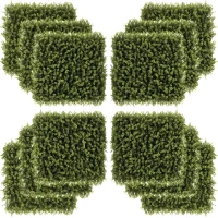 Outsunny 12 Stück künstliches Pflanzenwand Hecke 50x50 cm UV-Schutz Sichtschutz Schwimmer Gras Design Heckenpflanze für Garten Outdoor Dekor(m-1)
