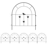 Outsunny Conjunto de 5 Vedações para Jardim Metálicas 300x70 cm Combinação Livre Barreira para Animais para Pátio Relva Preto(m-1)