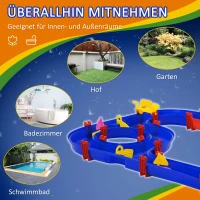 HOMCOM Kinder Wasserstraße Wasserbahnset Spielzeug Wasserspiel 78-teiliges Spielset Lernspielzeug für 3-6 Jahre Garten Outdoor Wassertisch Kinder Wasserspielspaß Kunststoff 123 x 111 x 7 cm(m-6)