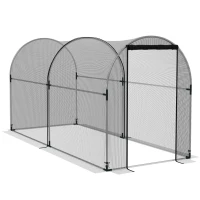 Outsunny Invernadero con Soportes Puerta con Cremallera y Anti-UV para Proteger las Plantas 120x300x146 cm Negro(m-1)