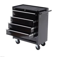 HOMCOM Dulap de scule, dulap de unelte, cu roți, 5 sertare, Oțel, Negru(m-1)