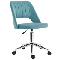 Vinsetto Scaun de birou design contemporan pivotant 360° ergonomic spate striat aerisit înălțime reglabilă acoperire catifea 49 x 60 x 91 cm albastru