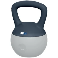 Kettlebell 6kg - Collaboration Aosom.fr x FFHandball - haltère avec poignée antidérapante, gris et bleu(m-1)