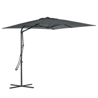 Outsunny Umbrelă de soare pătrată de exterior 2,5 x 2,5 m, umbrelă de grădină protecție UV bază cruciformă inclusă gri închis(m-5)