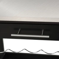 HOMCOM Carucior de Servire, carucior pentru bucatarie cu raft pentru sticle, 60L x 40l x 85h cm, blat din inox, negru(m-3)