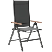 Outsunny Gartenstuhl aus Stahl Klappstuhl mit Armlehnen klappbar Balkonstuhl 120kg Belastbar 60 x 73 x 108cm Schwarz(m-10)