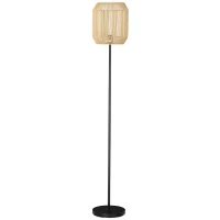 HOMCOM Lámpara de Pie para Salón con Pantalla de Cuerda de Papel para Salón Dormitorio Ø26x164 cm Natural y Negro(m-10)