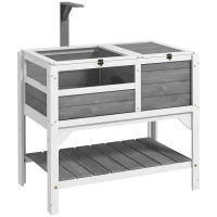 PawHut Căsuță pentru țestoase, cu raft de depozitare din lemn masiv, 84 x 51 x 103 cm(m-1)