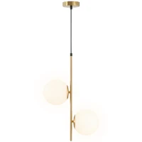 HOMCOM Lampă Suspendată cu 2 Abajururi din Sticlă și Cablu Reglabil, Lampă Modernă din Metal, 32x15x51 cm, Auriu(m-1)