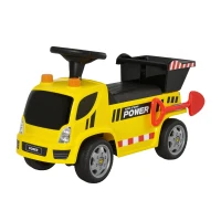 HOMCOM Porteur Enfant Camion 18-36 Mois Benne basculante Pelle Effets sonores Lumineux Noir Jaune(m-1)