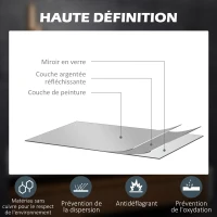 kleankin Oglindă de baie rectangulară cu LED, funcție antiabur, luminozitate reglabilă, oglindă cu zoom x3 80 x 60 cm transparent(m-3)