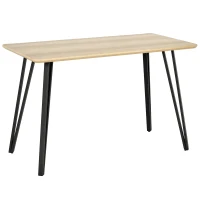 HOMCOM Table à manger design industriel grand plateau dim. 120L x 60l x 75H cm pieds métal noir en épingles MDF aspect chêne clair(m-1)