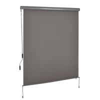 Outsunny Senkrechtmarkise Balkonmarkise Vertikalmarkise Windschutz Seitenrollo Sichtschutz mit Handkurbel Polyesterstoff+Aluminium Grau 250 x 160 cm(m-1)