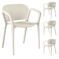 Outsunny Set 4 Scaune de Grădină Stivuibile cu Brațe, Rezistente la Raze UV și Impermeabile, 60x56x75 cm, Alb