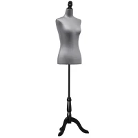HOMCOM Manequim de Costura Feminino Manequim de Costura Ajustável a 130-168 cm com Tripé de Madeira Cinza(m-10)