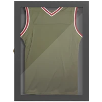 HOMCOM Cadru tip cutie T-frame pentru tricou cu ușă acrilică și fețește interioară din fetru 60 x 6,5 x 80 cm negru(m-5)