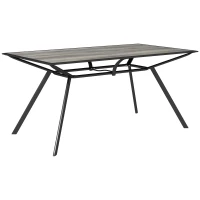 Outsunny Mesa de Comedor de Exterior con Encimera Imitación Madera para 6 Personas con Estructura de Acero 160x90x73 cm Gris(m-1)