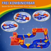 HOMCOM Kinder Wasserstraße Wasserbahnset Spielzeug Wasserspiel 78-teiliges Spielset Lernspielzeug für 3-6 Jahre Garten Outdoor Wassertisch Kinder Wasserspielspaß Kunststoff 123 x 111 x 7 cm(m-4)