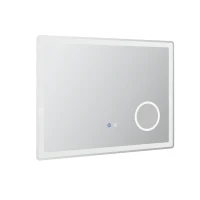 kleankin Oglindă de baie rectangulară cu LED, funcție antiabur, luminozitate reglabilă, oglindă cu zoom x3 80 x 60 cm transparent(m-6)