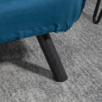 HOMCOM Canapea extensibilă 2 locuri cu spătar reglabil la 5 nivele și 2 perne căptușite, tapițerie efect catifea, albastru(m-3)