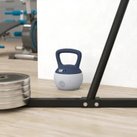 Kettlebell 10kg - Collaboration Aosom.fr x FFHandball - haltère avec poignée antidérapante, gris et bleu(m-8)