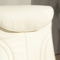 HOMCOM Fotoliu relax cu suport de picioare, spătar inclinabil până la 135°, înveliș sintetic, crem(m-5)