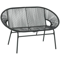 Outsunny Rattansessel Relaxsessel im Boho-Stil, 132 cm x 72 cm x 83 cm, Schwarz(m-10)