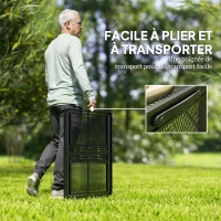 Outsunny Masă de camping pliabilă cu 2 rafturi laterale, înălțime reglabilă pentru camping, picnic, grătar, negru(m-3)