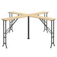 Outsunny Picknicktisch, Outdoor Klapptisch, bis 20 Personen, wetterfest, Metall, Tannenholz, 2,4x2,4x1m, Natur/Schwarz(m-10)