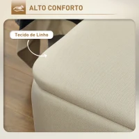 HOMCOM Banco de Armazenamento Estofado em Linho com Tampa Abatível e Pés de Aço Carga Máxima 150kg 101x38,5x44,5 cm Bege(m-6)