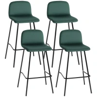 HOMCOM Set 4 Sgabelli Alti con Poggiapiedi per Cucina e Bar, in Poliestere Vellutato, Acciaio e Gommapiuma, 40x45.5x94 cm(m-1)