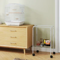 PawHut Bird Cage Budgie Cages for Finch Canary Parakeet with Stand Wheels Slide-out Tray Accessories Storage Shelf, White(m-7)