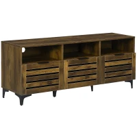 HOMCOM Mobile TV 65" max con 3 Cassetti, 2 Armadietti e Foro Passacavi in Truciolato, 140.4x36x55 cm, Marrone(m-1)