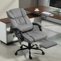 Vinsetto Silla de Oficina con Masaje de 6 Puntos Respaldo Alto Reclinable Altura Ajustable Reposapiés y Mando a Distancia Gris(m-2)
