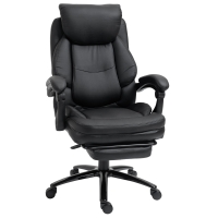 Vinsetto Silla de Oficina Ergonómica Silla de Escritorio Ajustable en Altura con Respaldo Inclinable hasta 130° Función Basculante y Resposapiés Retráctil Acero 65,5x79x112-118 cm Negro