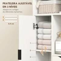 HOMCOM Móvel de Casa de Banho Estreito com 2 Gavetas Compartimento Aberto e Prateleiras Ajustáveis 50x25x100 cm Branco(m-5)