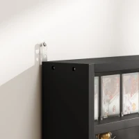 HOMCOM Vitrine de Parede de Madeira com Prateleiras Ajustáveis e 2 Portas Corredeiras de Vidro para Coleções Perfumes 80x9,5x60cm Preto(m-9)