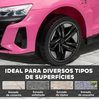 HOMCOM Carro Elétrico AUDI RS E-Tron GT 12V com 2 Motores Faróis LED Buzina Música USB 3-5km/h 103x58x41 cm Rosa(m-9)
