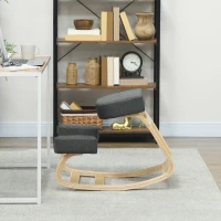 Vinsetto Sedia Ergonomica con Inginocchiatoio in Legno di Betulla e Cuscino, 51x69x58 cm, Grigio(m-7)