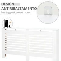 HOMCOM Copritermosifoni a Doghe con Ripiano Portaoggetti, in Legno, 172x19x81 cm, Bianco(m-5)