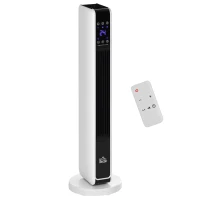 HOMCOM Heizgerät Heizlüfter 2200W Elektroheizer Keramik Heizturm mit Fernbedienung 8-Stunden-Timer Oszillation Heizer Heizung ABS PA Weiß+Schwarz 21 x 21 x 73 cm(m-1)