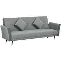 HOMCOM Sillón Cama Sofá Cama de 3 Plazas con Respaldo Ajustable de 3 Niveles y 2 Almohadas Acolchadas Carga 360 kg Gris(m-10)