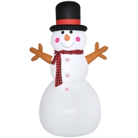 HOMCOM Weihnachten aufblasbarer Schneemann 1,82 m Weihnachtsdekoration wetterfest LEDs Polyester 100 x 80 x 182 cm