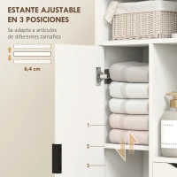 HOMCOM Armario de Baño con 2 Cajones Compartimento Abierto y Estantes Ajustables para Espacio Pequeño 50x25x100 cm Blanco(m-5)