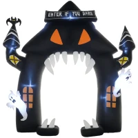Outsunny Aufblasbarer Halloween-Torbogen, 4 Geister, LED-Lichter, wasserdicht, 300 x 76 x 300 cm(m-10)