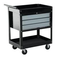 HOMCOM Carrello da Officina Professionale Cassettiera Portautensili in Lamiera, Nero, 68 x 46 x 88cm(m-1)