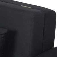 HOMCOM Sofá Cama de 2 Lugares Estofado em Algodão com 2 Almofadas Apoio para os Braços e Armazenamento 152x101x81cm Cinza Carvão(m-9)