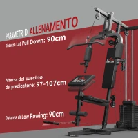 HOMCOM Stazione Fitness con Seduta e Schienale Imbottiti, in Acciaio e PU, 135x103x210 cm, Nero(m-7)